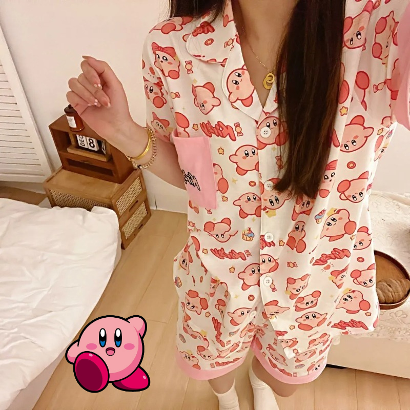 Model Kit Kirby - Kirby Pajamas Anime Cartoon Printing Short-sleeved